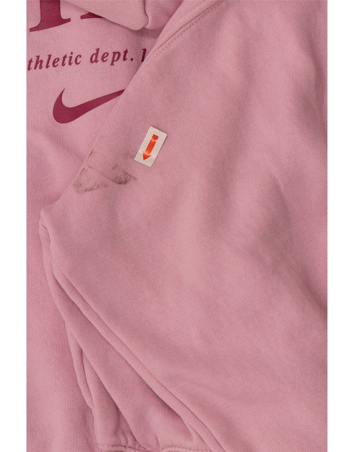 NIKE Suéter feminino com capuz e zíper gráfico oversized crop 13-14 anos XL rosa