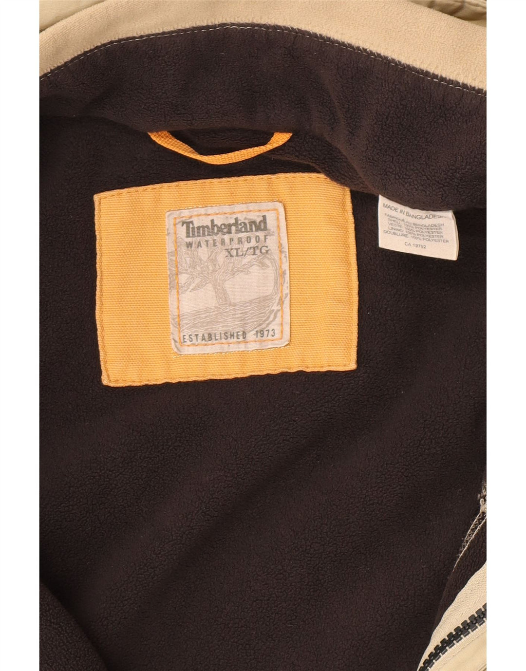 Jaqueta corta-vento masculina Timberland com capuz UK 42 XL poliéster bege
