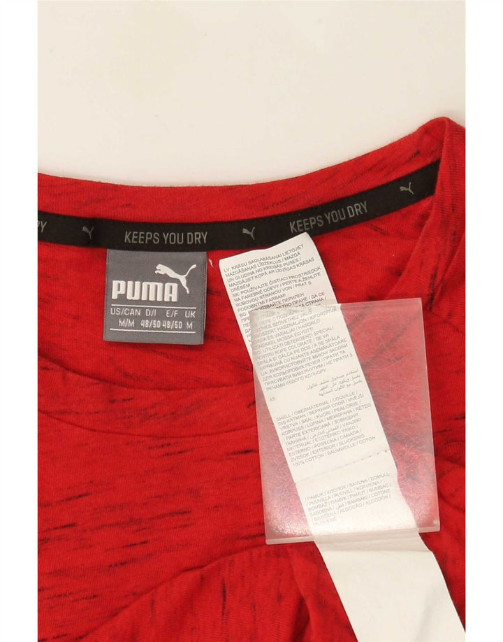 Camiseta masculina Puma Top médio algodão manchado vermelho