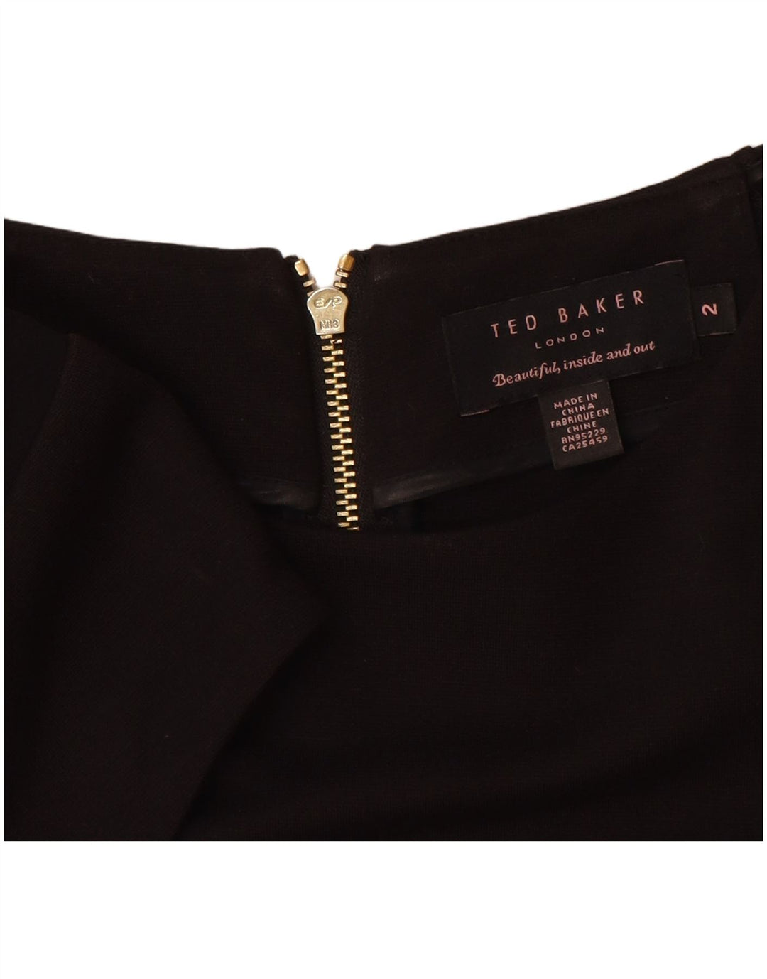 Vestido bainha feminino Ted Baker tamanho 2 pequeno preto colorblock viscose