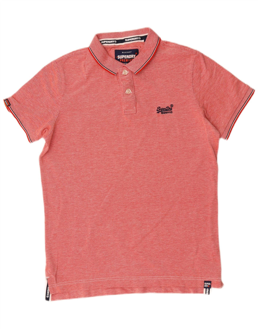 Camisa polo masculina Superdry grande algodão manchado vermelho