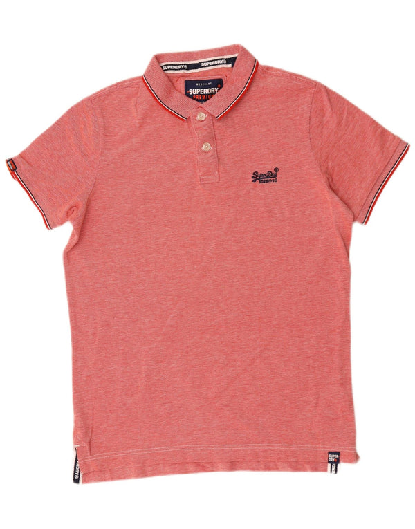 Camisa polo masculina Superdry grande algodão manchado vermelho
