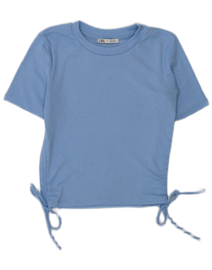 Camiseta Zara Feminina Crop Top UK 10 Pequeno Azul