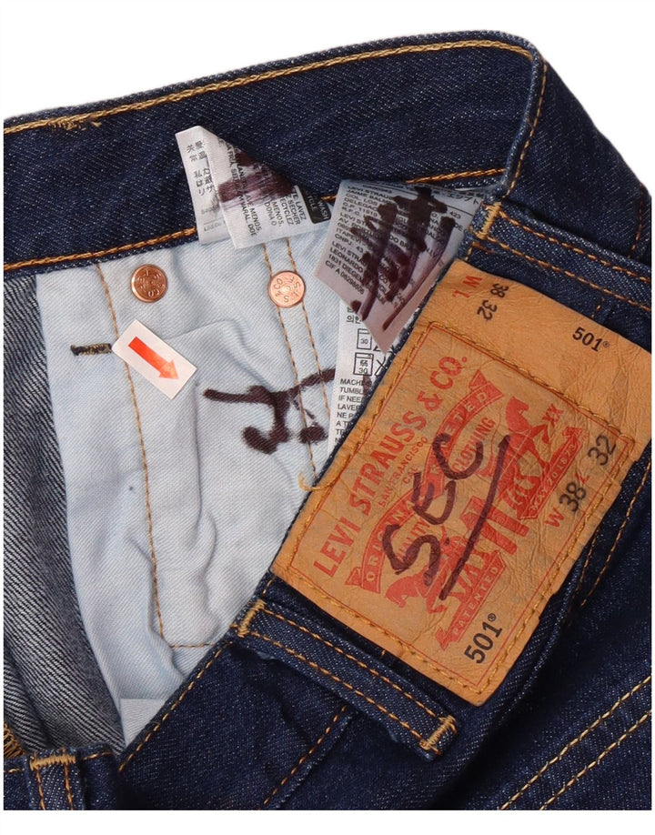 LEVI'S Masculino 501 Straight Jeans W38 L27 Azul Algodão