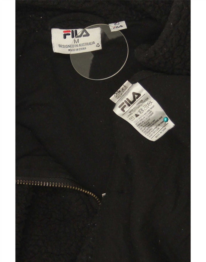 Suéter de lã feminino Fila com zíper e gola UK 14 poliéster preto médio