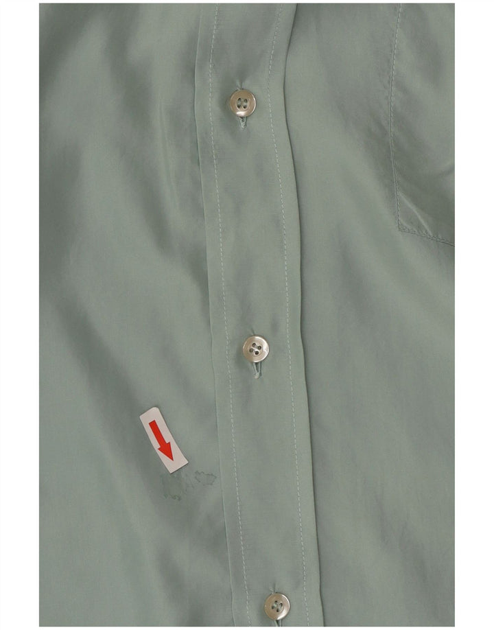 Camisa masculina de manga curta BARONI IT 50 seda verde médio