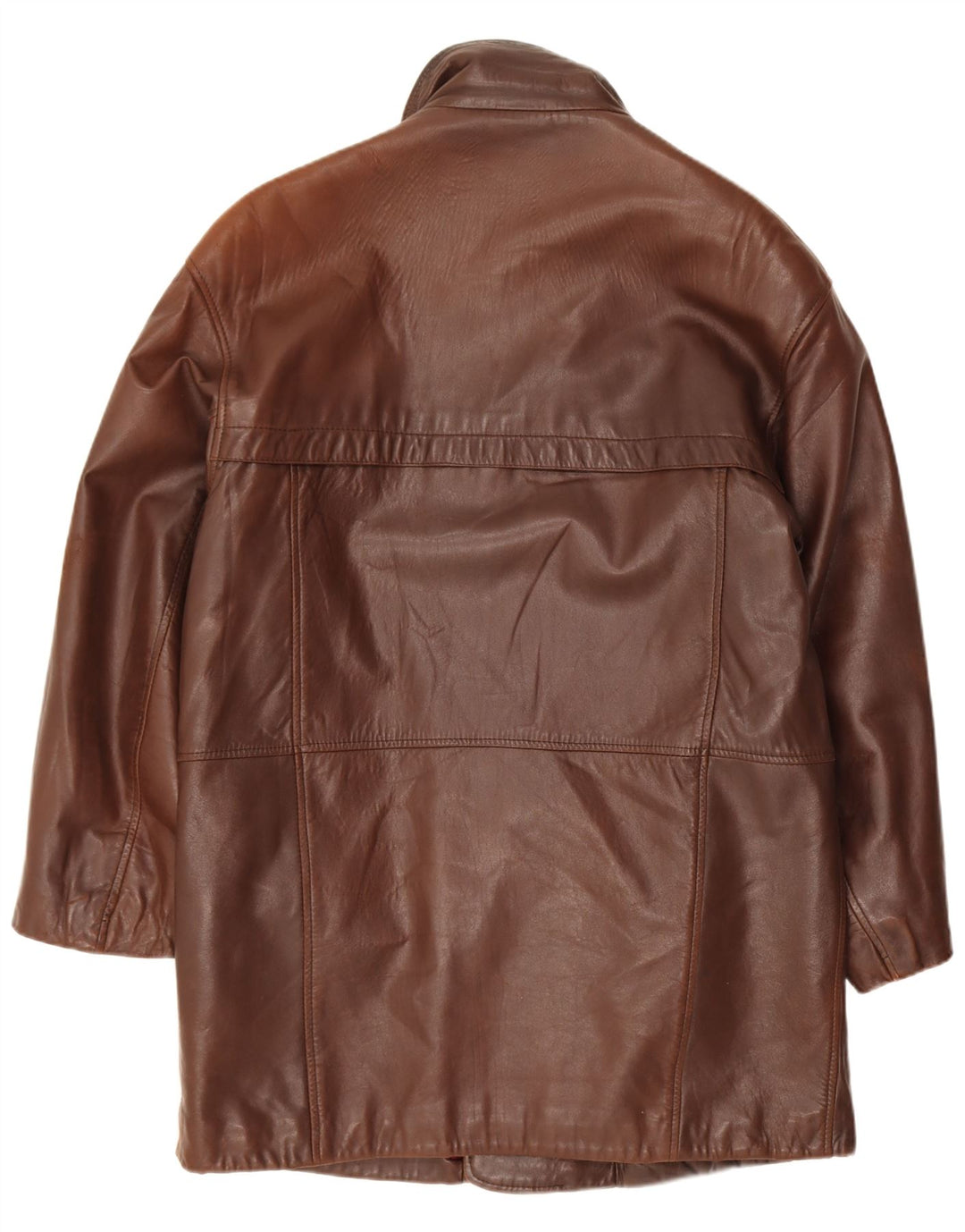 Casaco de couro feminino vintage Reino Unido 14 grande marrom