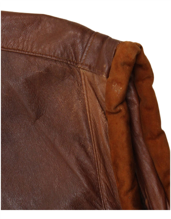 Colete de couro masculino vintage UK 40 grande couro marrom