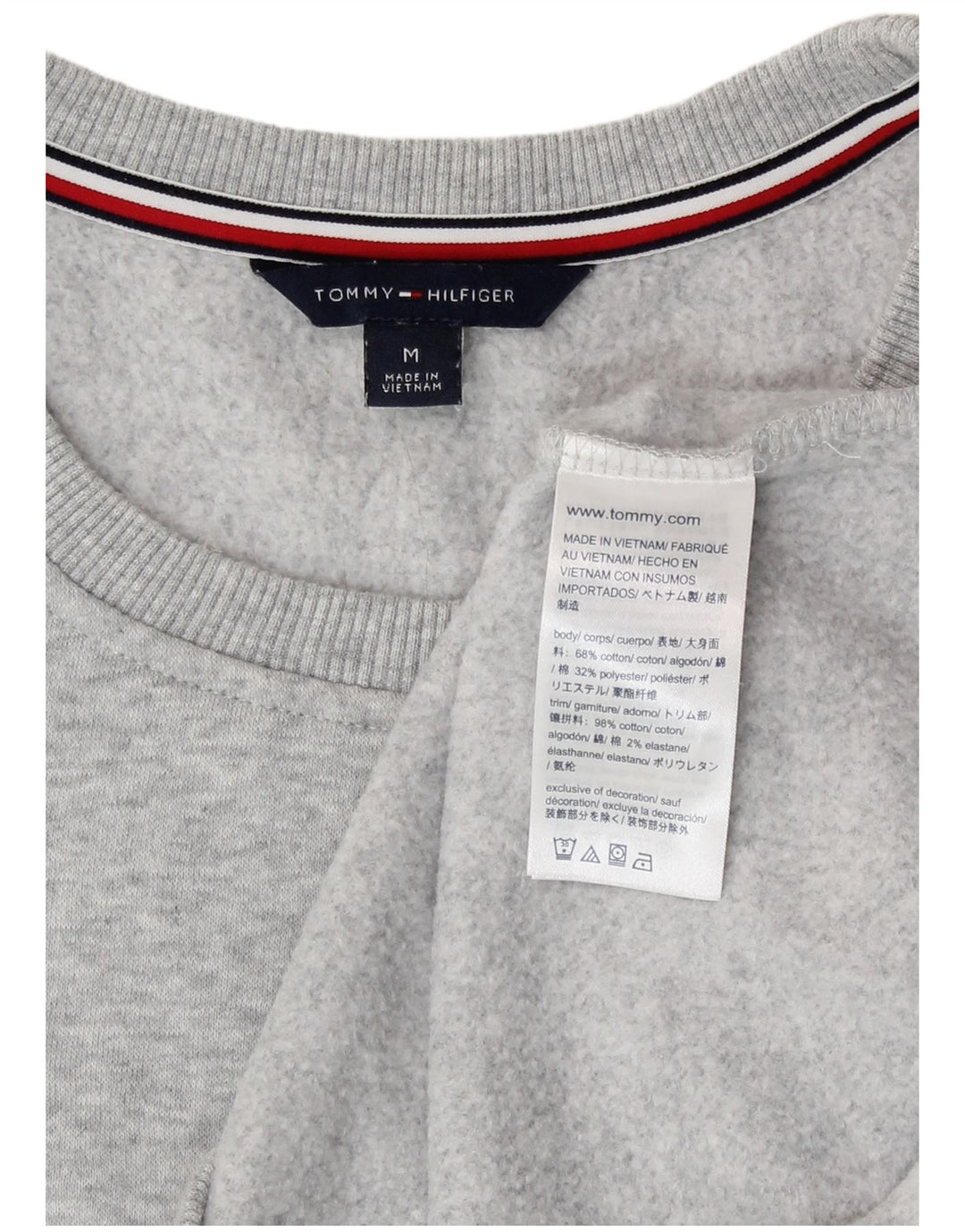 Tommy Hilfiger moletom gráfico feminino jumper UK 14 cinza médio manchado