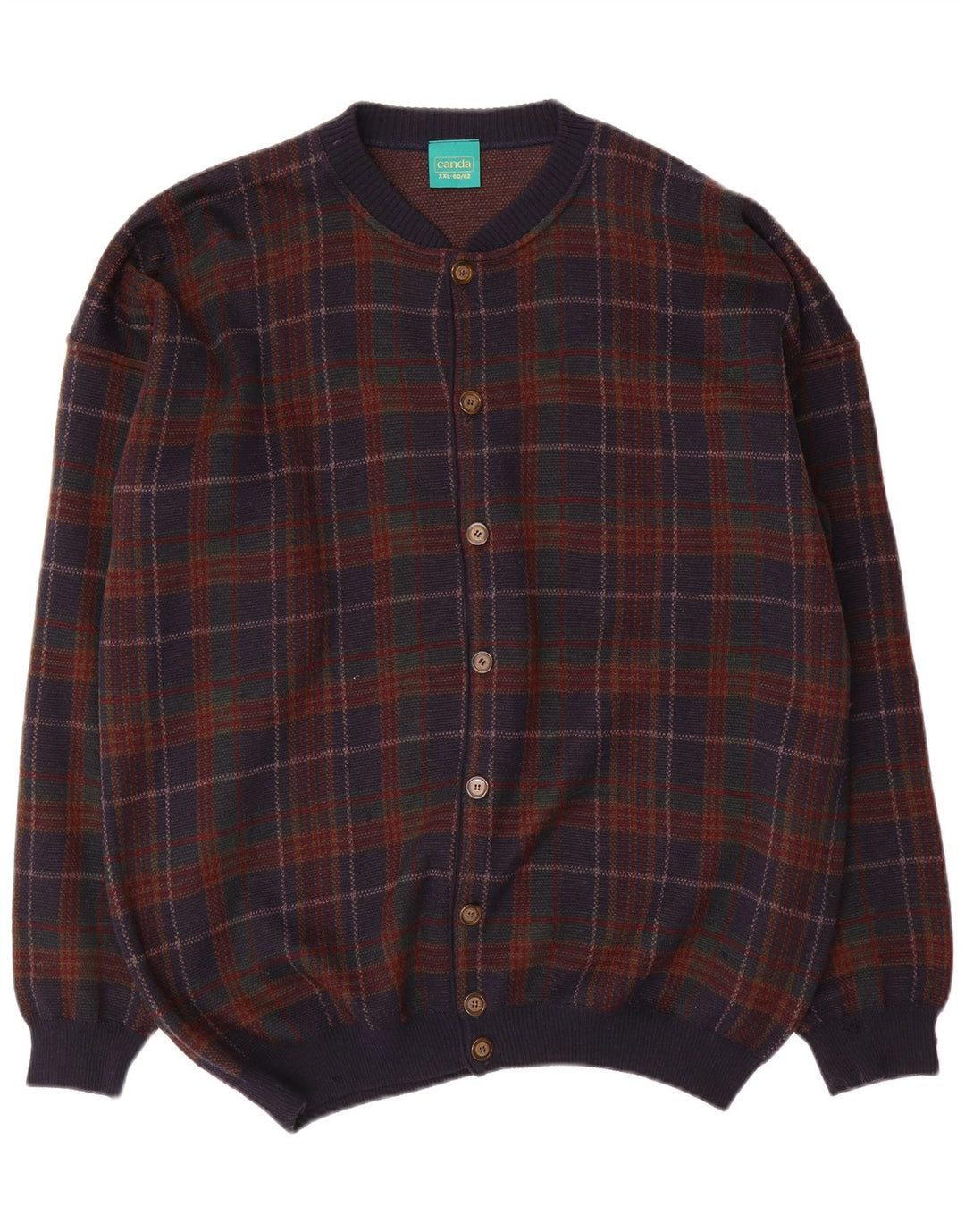 Suéter cardigã masculino Canda 2XL acrílico xadrez multicolorido