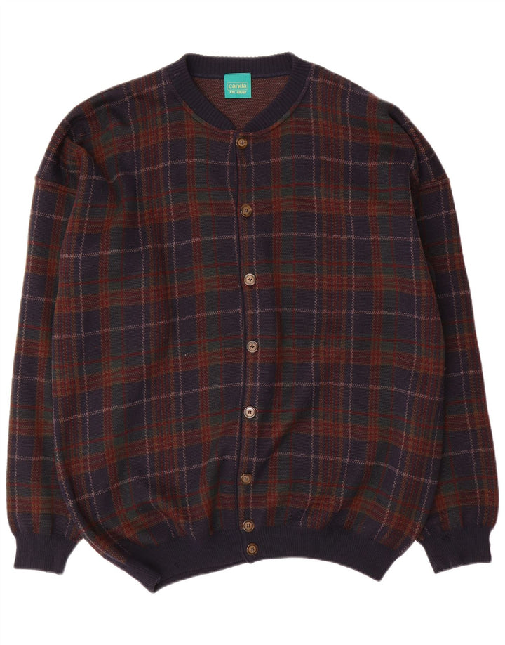 Suéter cardigã masculino Canda 2XL acrílico xadrez multicolorido
