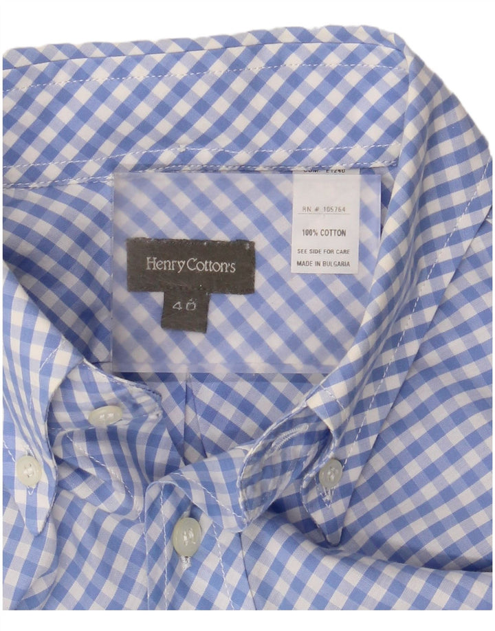 Camisa masculina HENRY COTTONS tamanho 40 algodão guingão azul médio