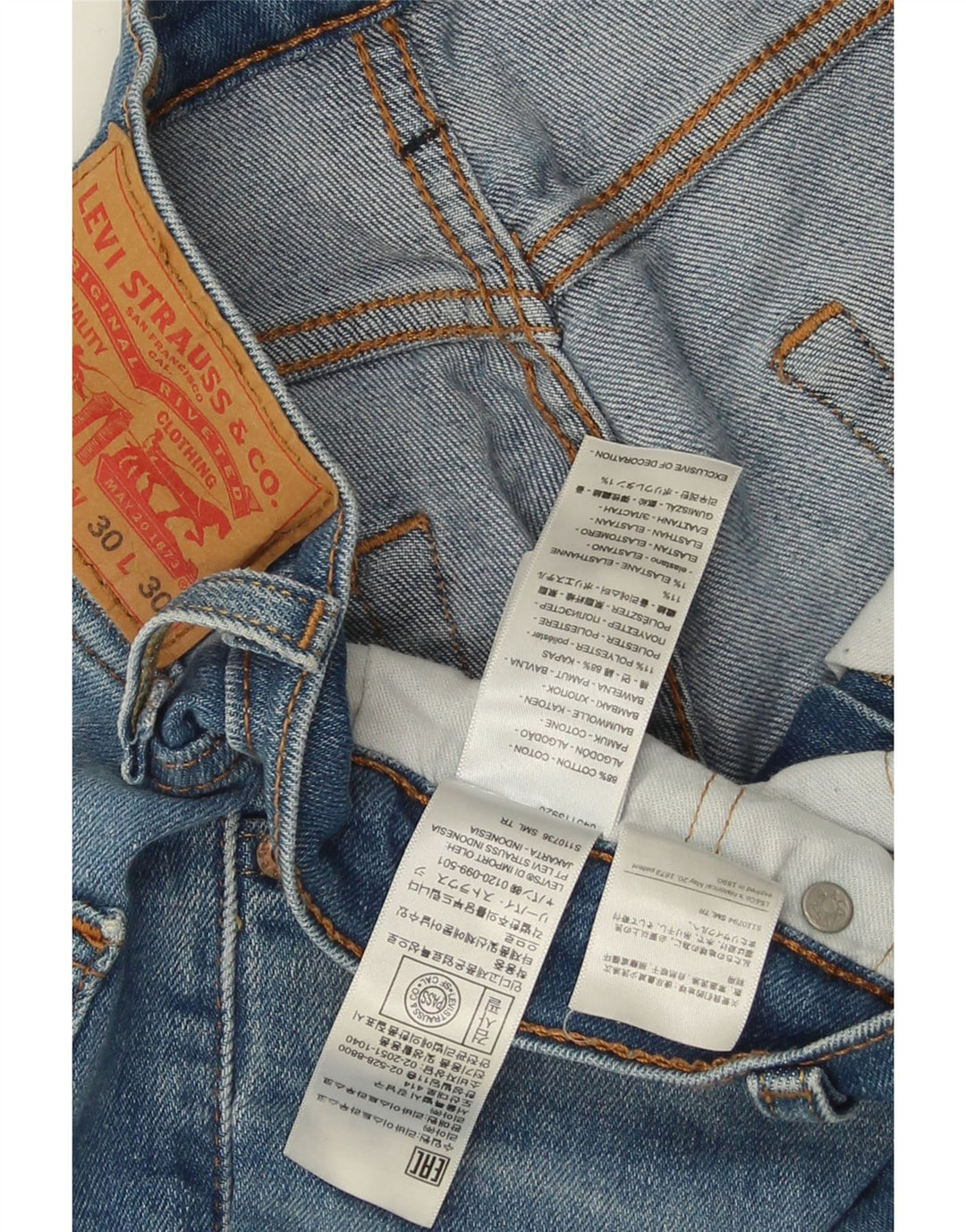 Levi's Masculino 511 Slim Jeans W30 L30 Azul Algodão