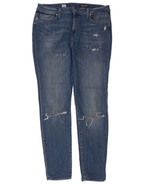 Jeans feminino Tommy Hilfiger Girlfriend Distressed Slim W30 L30 Azul Algodão