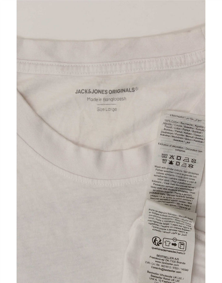 Jack & Jones Mens Graphic T-Shirt Top Large White Cotton