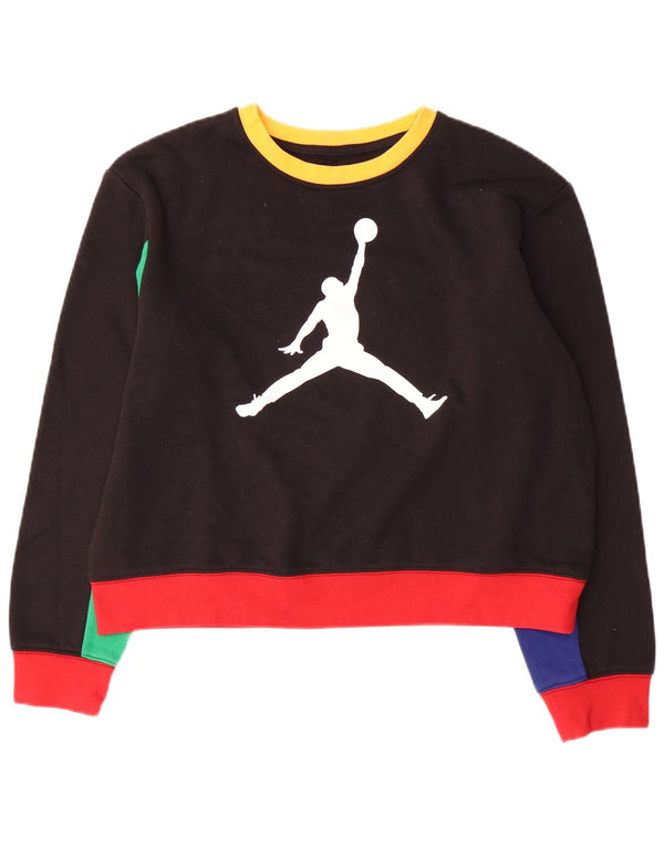 Jordan Girls Air Sweatshirt Jumper 14-15 Years 2XL Black Colourblock