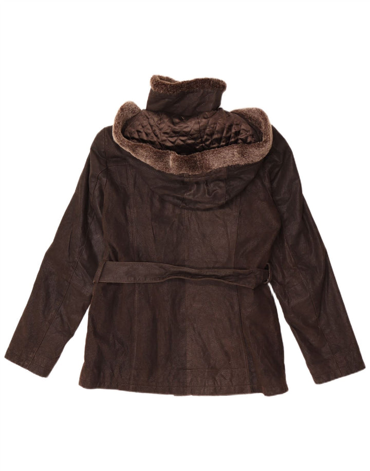 Jaqueta feminina de couro com capuz Bata and More IT 46 grande couro marrom