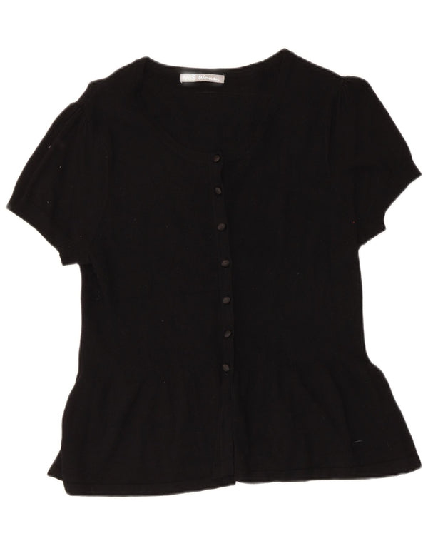 Blusa feminina de manga curta Marks & Spencer Reino Unido 18 grande viscose preta