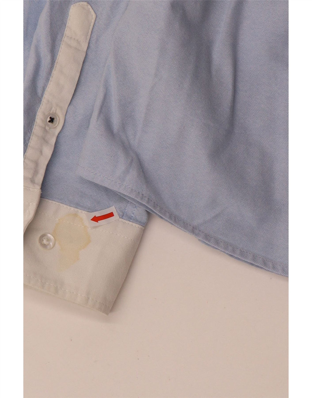 Camisa feminina Benetton UK 10 pequena azul colorblock algodão