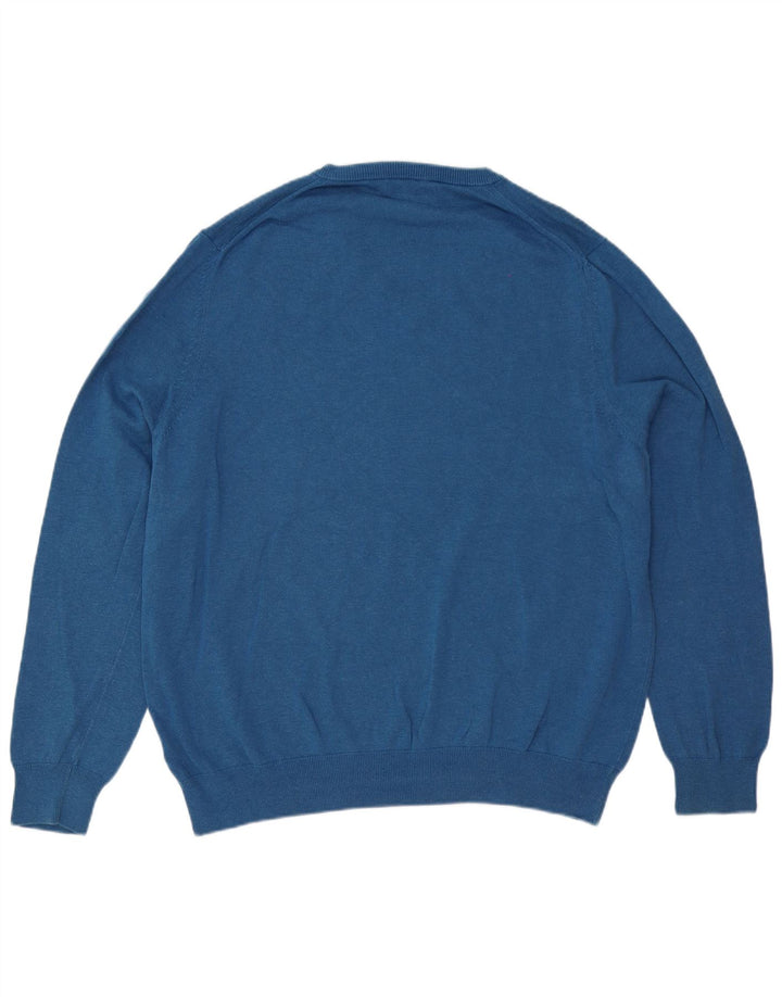 Suéter masculino Marks & Spencer com decote em V 2XL algodão azul