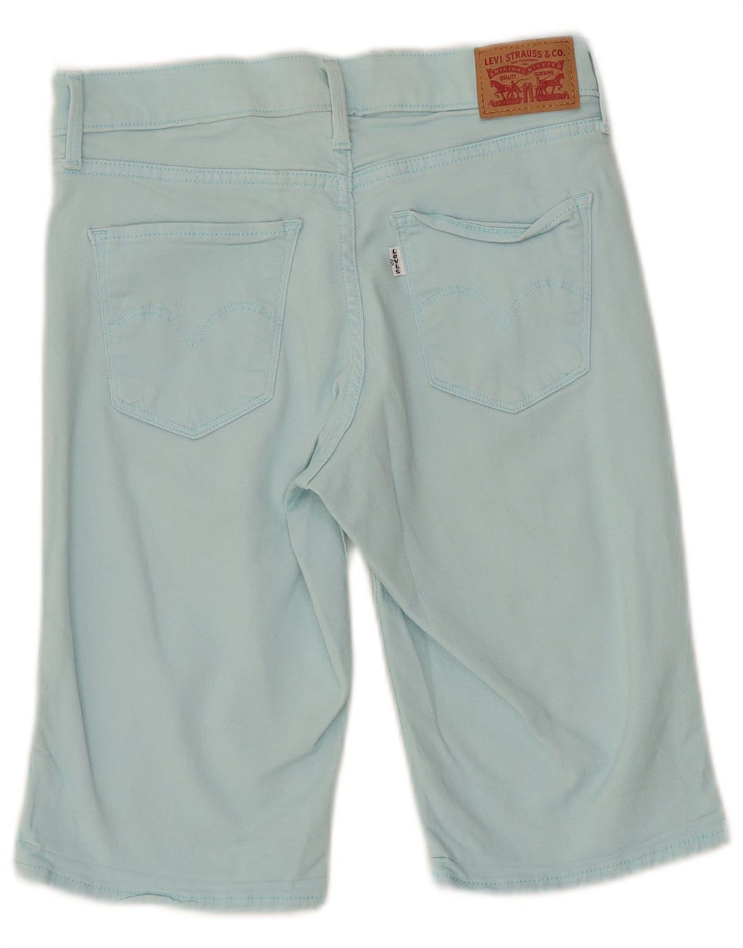 Shorts jeans feminino LEVI'S W27 pequeno algodão turquesa