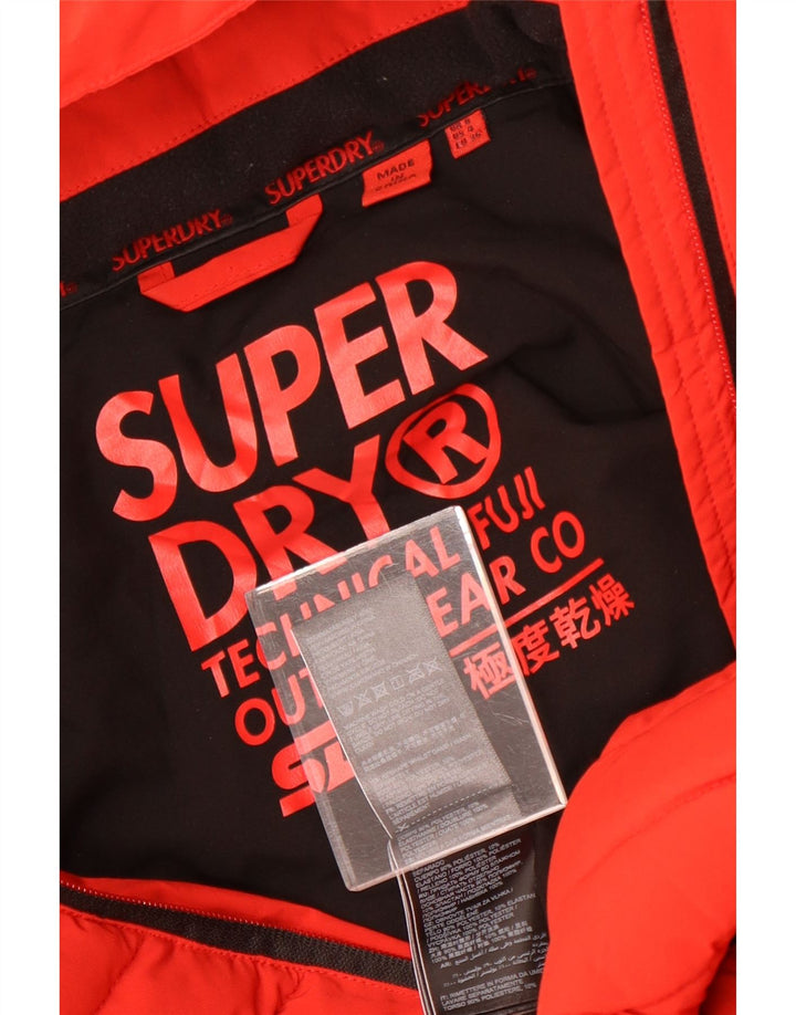 Jaqueta acolchoada com capuz feminina Superdry UK 8 poliéster vermelho pequeno
