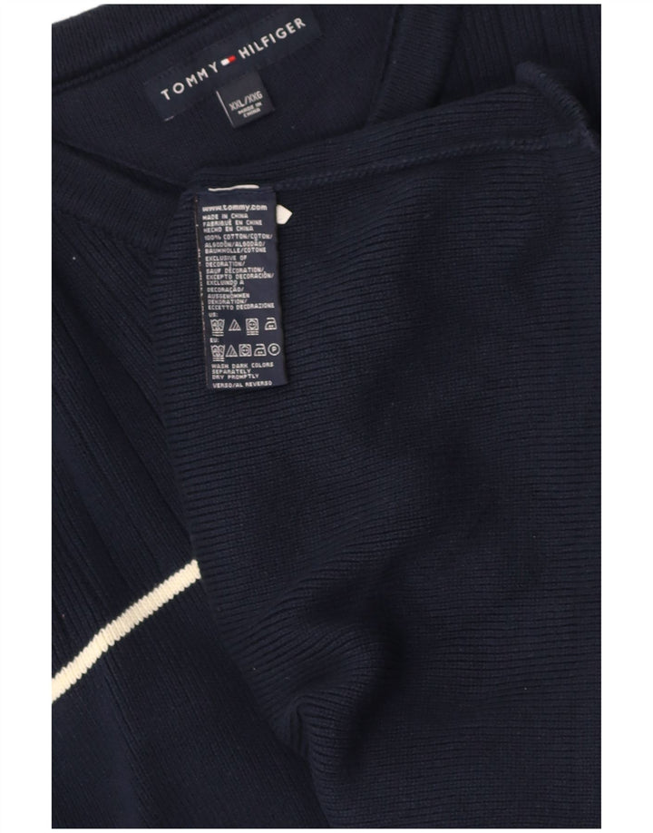 Suéter masculino TOMMY HILFIGER com decote em V 2XL algodão azul marinho