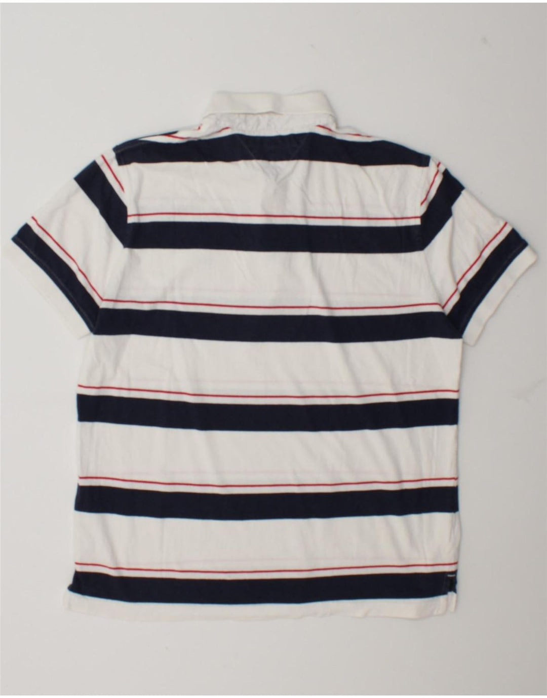Camisa polo masculina Tommy Hilfiger Custom Fit grande listrada branca