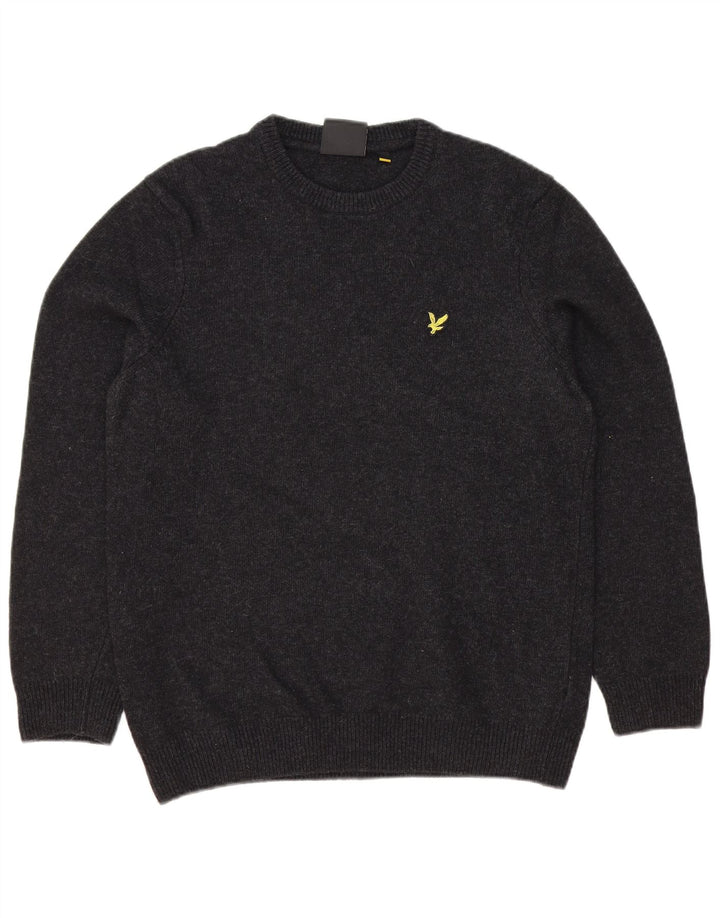 Suéter masculino LYLE & SCOTT com gola redonda e lã cinza médio