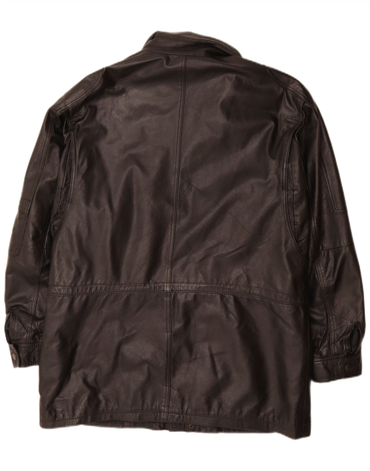 VINTAGE Mens Leather Jacket IT 52 XL Black Leather