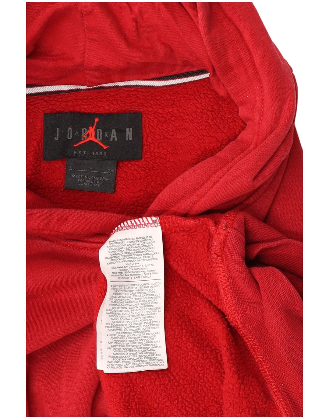 Jordan Mens Hoodie Jumper Pequeno Algodão Vermelho