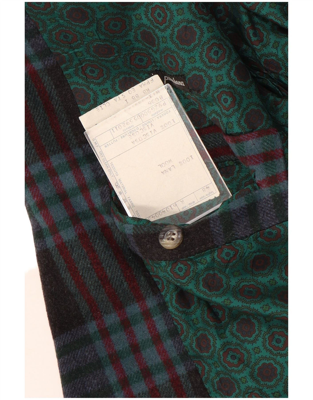 Jaqueta blazer masculina vintage com 2 botões IT 48 lã xadrez azul marinho médio