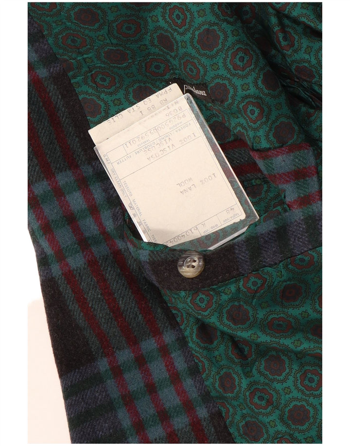 Jaqueta blazer masculina vintage com 2 botões IT 48 lã xadrez azul marinho médio