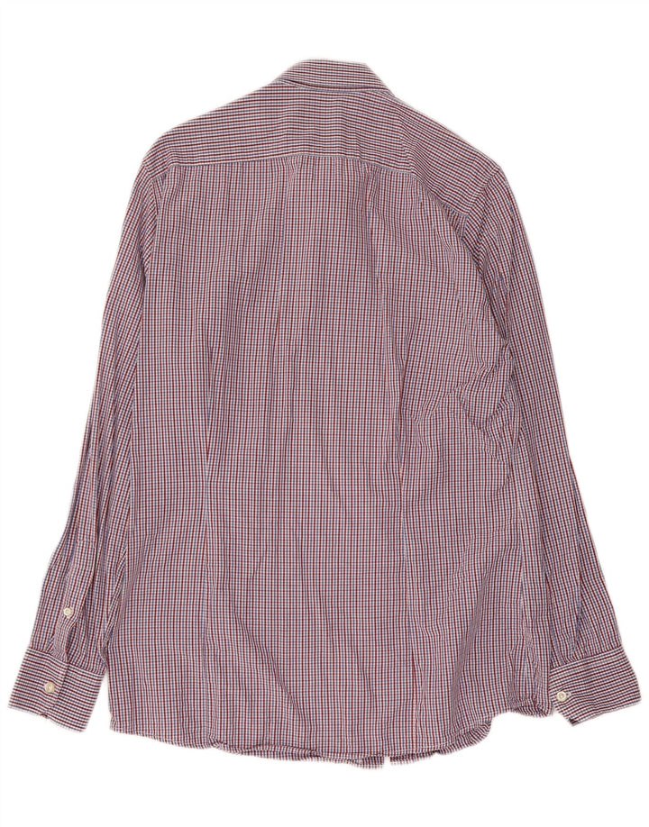 Camisa masculina Benetton de algodão xadrez azul médio