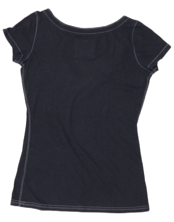 Camiseta feminina ABERCROMBIE & FITCH UK 16 grande azul marinho manchado