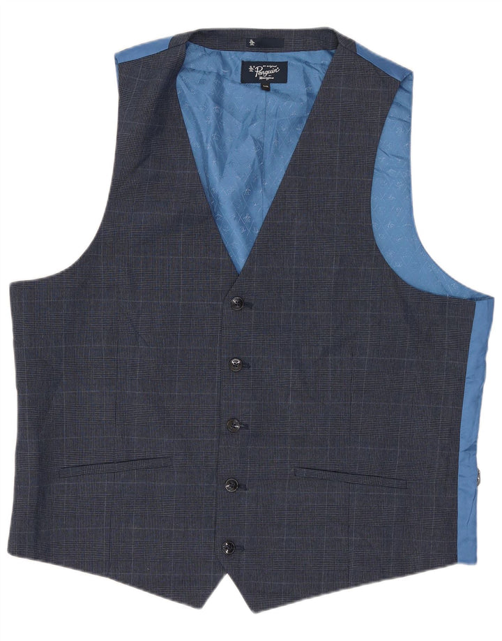 Colete masculino Penguin UK 44 2XL azul Houndstooth poliéster