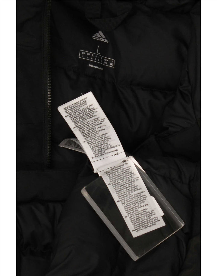 Casaco acolchoado com capuz masculino Adidas UK 40 grande poliéster preto