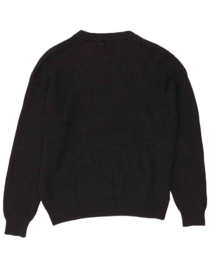 Zara Suéter masculino com gola redonda, poliéster preto médio