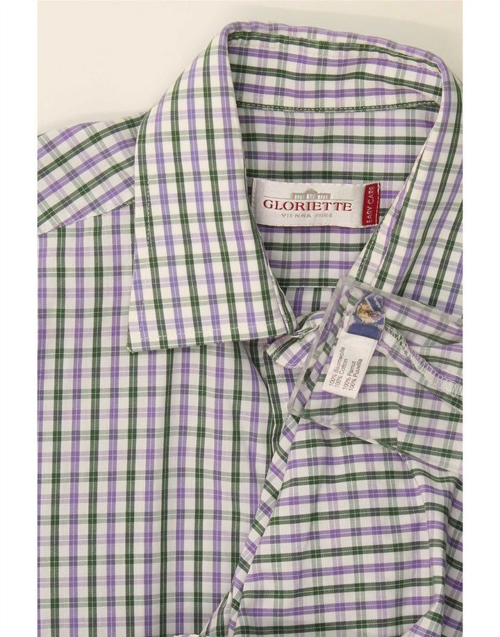 Camisa masculina de manga curta Gloriette, algodão xadrez médio multicolorido