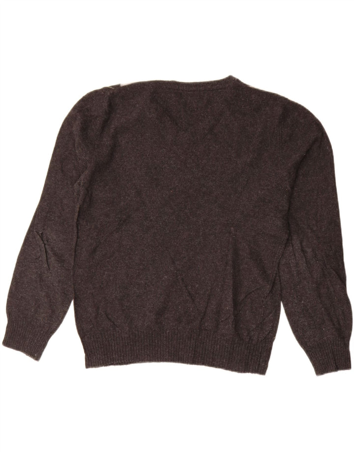 Suéter masculino ZARA com decote em V cinza médio Argyle/lã diamante