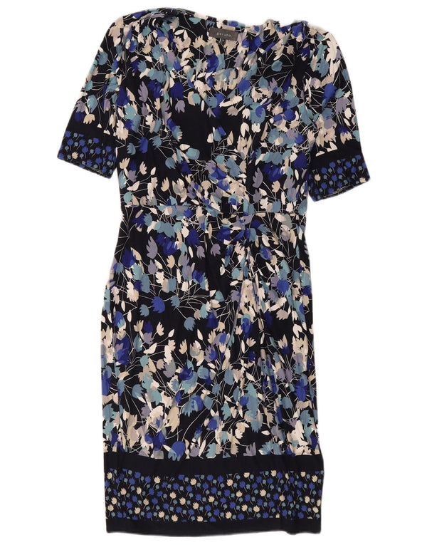 Vestido feminino Marks & Spencer Per Una com bainha UK 12 médio azul marinho floral
