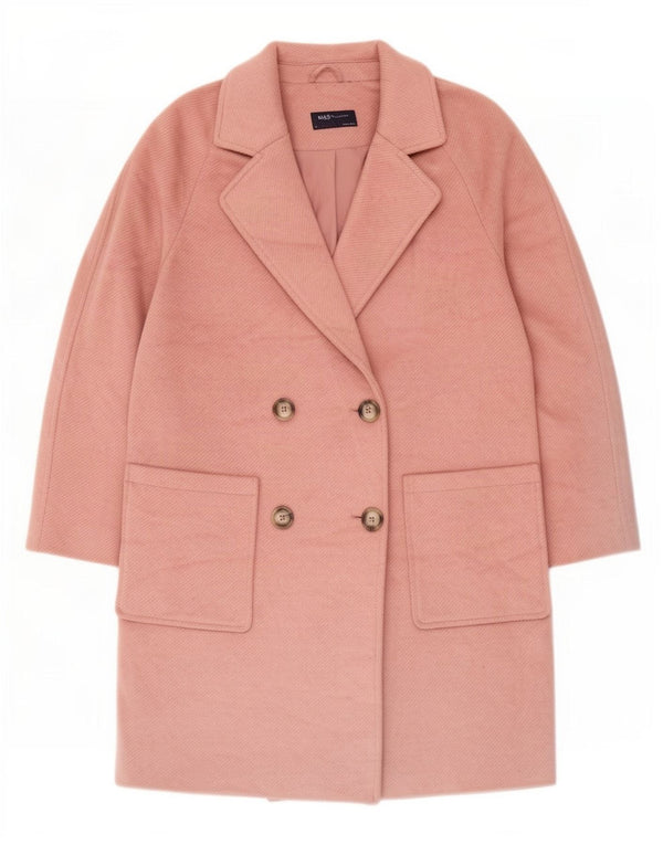 Casaco feminino oversized com peito duplo da Marks & Spencer Reino Unido 10 pequeno rosa