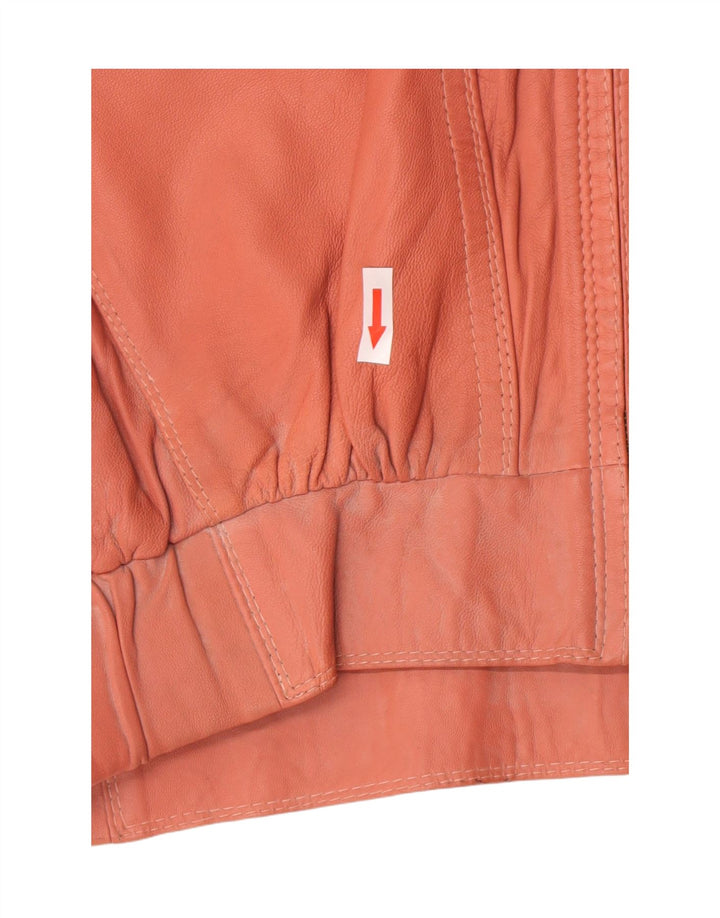 Jaqueta de couro superdimensionada feminina vintage EU 40 couro rosa médio