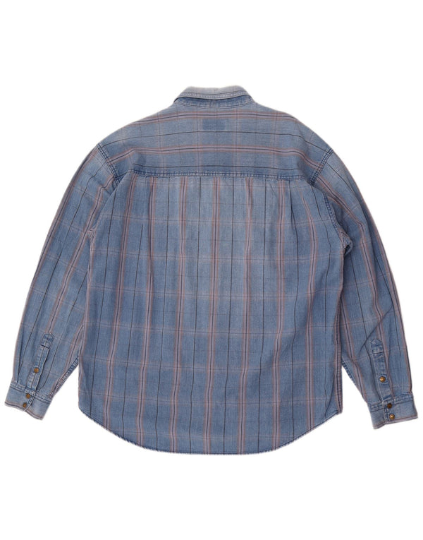 Wrangler Camisa masculina ocidental 2XL algodão xadrez azul