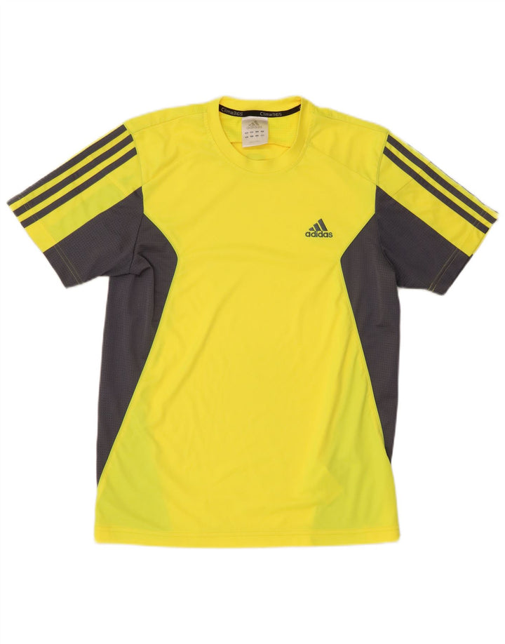 Adidas Masculino Clima 365 Camiseta Top Pequeno Amarelo Colorblock Poliéster