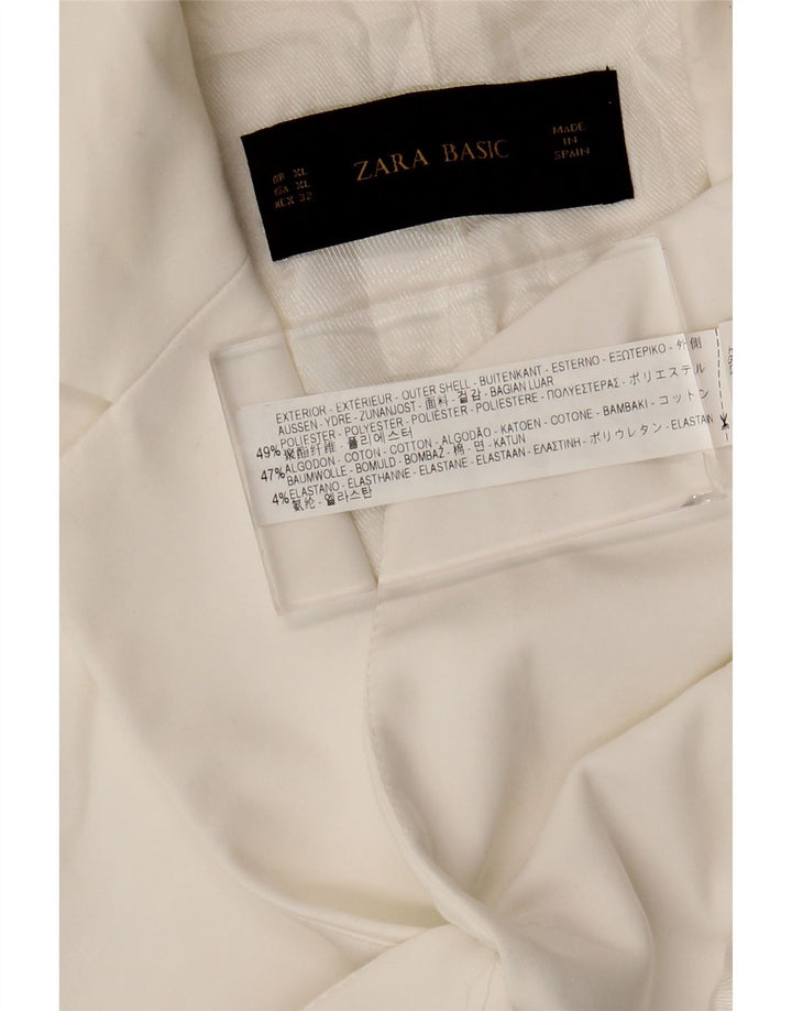 Jaqueta blazer feminina ZARA com 1 botão Reino Unido 18 XL branco poliéster