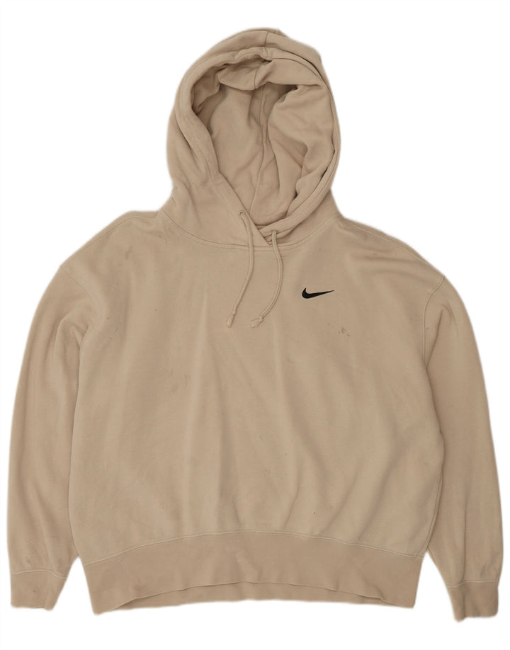 Nike Womens Oversized Hoodie Jumper UK 14 Médio Bege Algodão