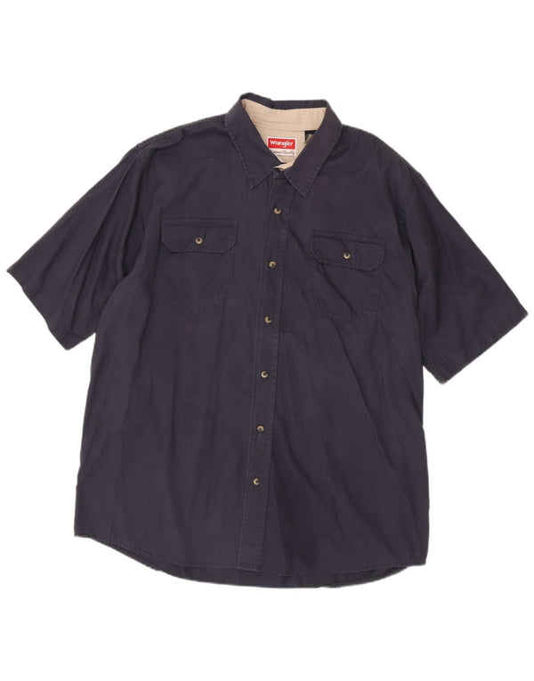 Camisa Wrangler masculina de manga curta XL azul marinho algodão