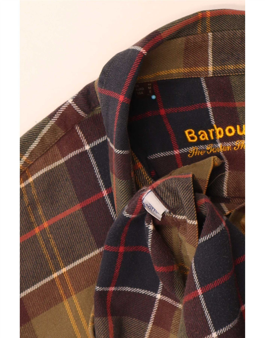 Camisa masculina de flanela Barbour Regular Fit algodão xadrez verde médio