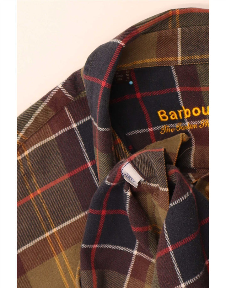 Camisa masculina de flanela Barbour Regular Fit algodão xadrez verde médio